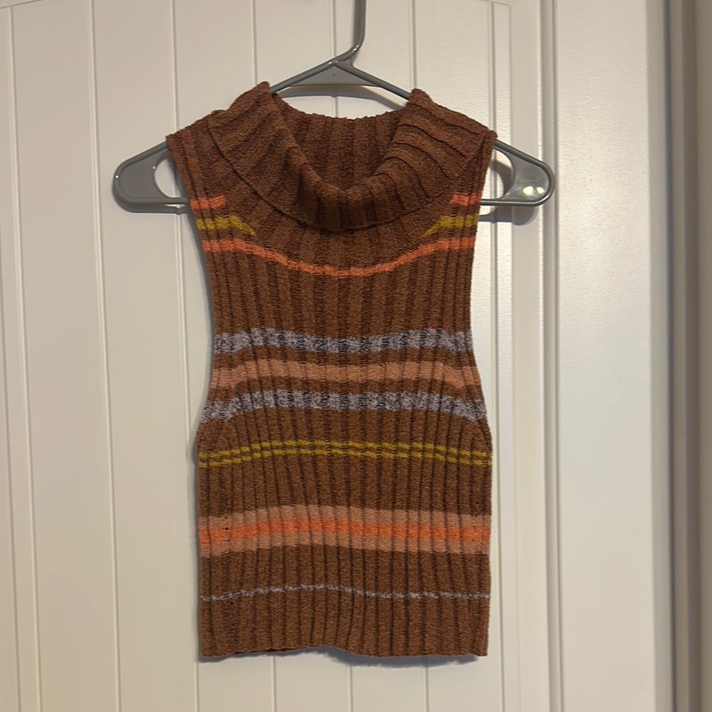 Free People Brown Sleeveless Cowl Neck Sweater